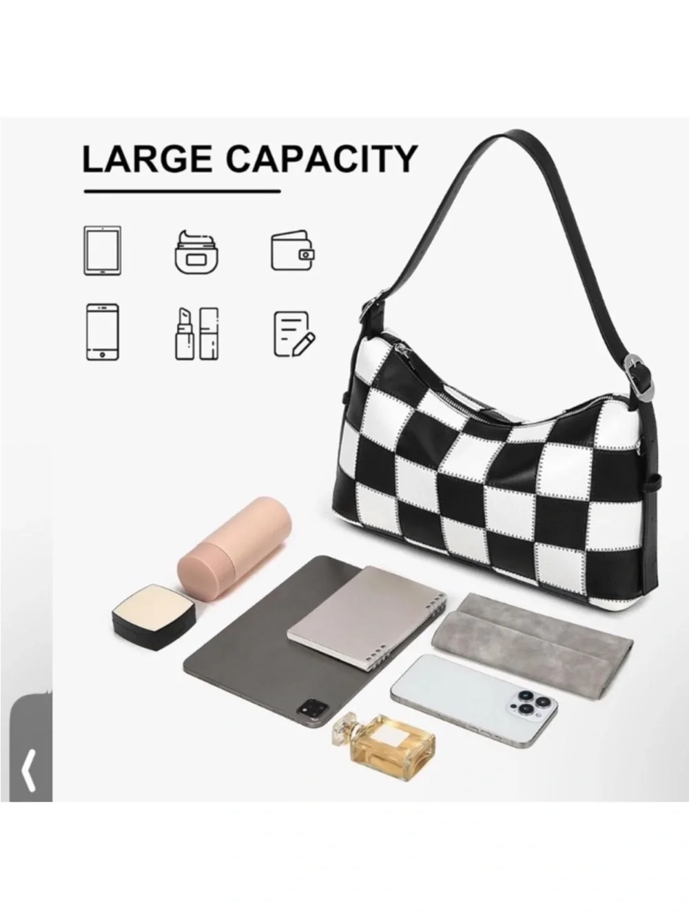 Black & White Checker Shoulder Bag new